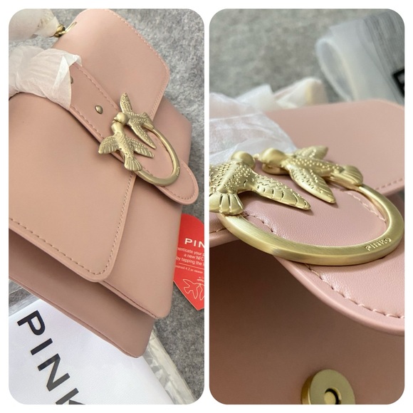 NWT PINKO Ladies Light Pink Mini Love Soft Crossbody Bag - Picture 11 of 12